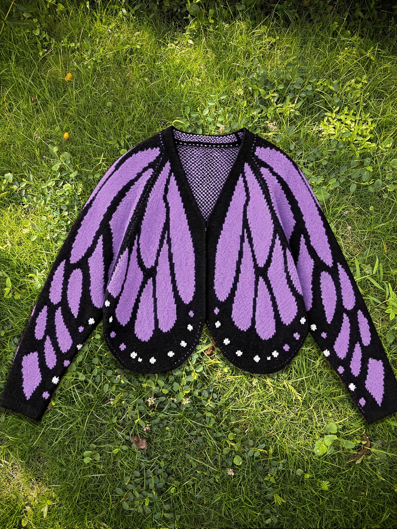 Women's Butterfly Knit Cardigan Sweater Autumn Winter Long Sleeve Open Front Knitted Outerwear Clothing - Image 2