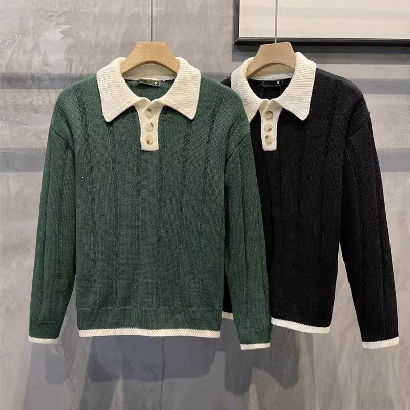 Men's Retro Casual Lapel Knitted Sweater - Image 4