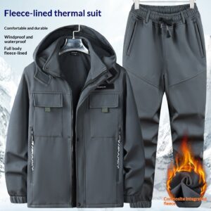 Fleece-lined Heavyweight Outdoor Jacket And Pants Set