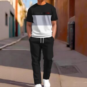Casual Sportswear Short-sleeve And Long-pants Printed Two-piece Set