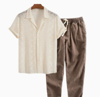 Printed Loose Short Sleeve Shirt Trousers Suit Men's Casual Suit - Image 5