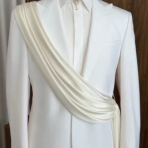 Draped Sash Formal Suit Set