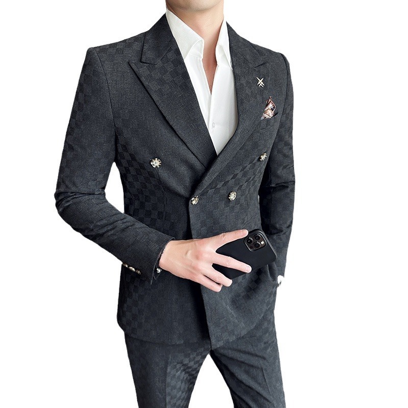 Double-breasted Gess Casual Mens Suit Set - Image 5