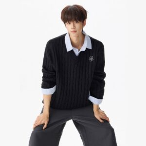 Men's Faux Two-piece Knitted Striped Patchwork Sweater