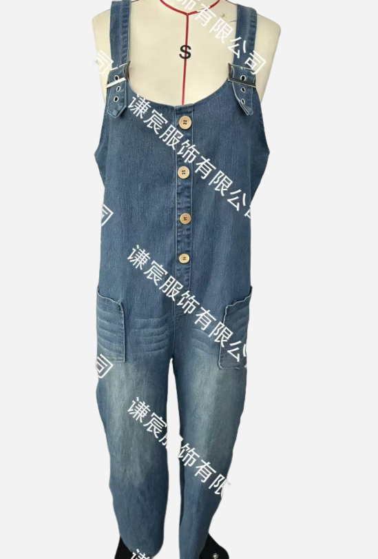 Women's Buckle Jumpsuit Casual Retro Multi-Pocket Overalls Pants - Image 3