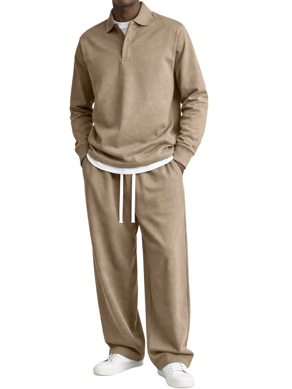 Fallwinter Long-sleeve Button-up Collar Shirt And Pants Set - Image 9