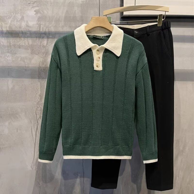 Men's Retro Casual Lapel Knitted Sweater - Image 7