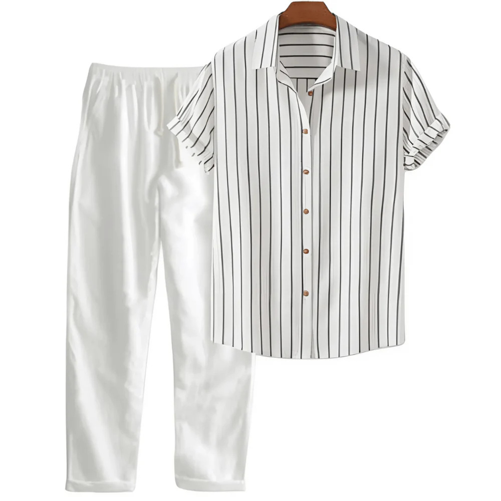 Printed Loose Short Sleeve Shirt Trousers Suit Men's Casual Suit - Image 4
