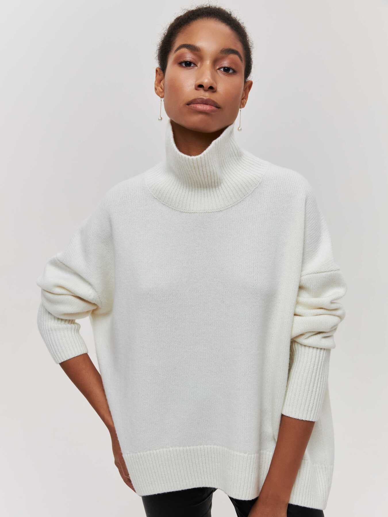 Winter Turtleneck Sweater Ins Solid Color Long Sleeve Pullover Top Women's Clothing - Image 8