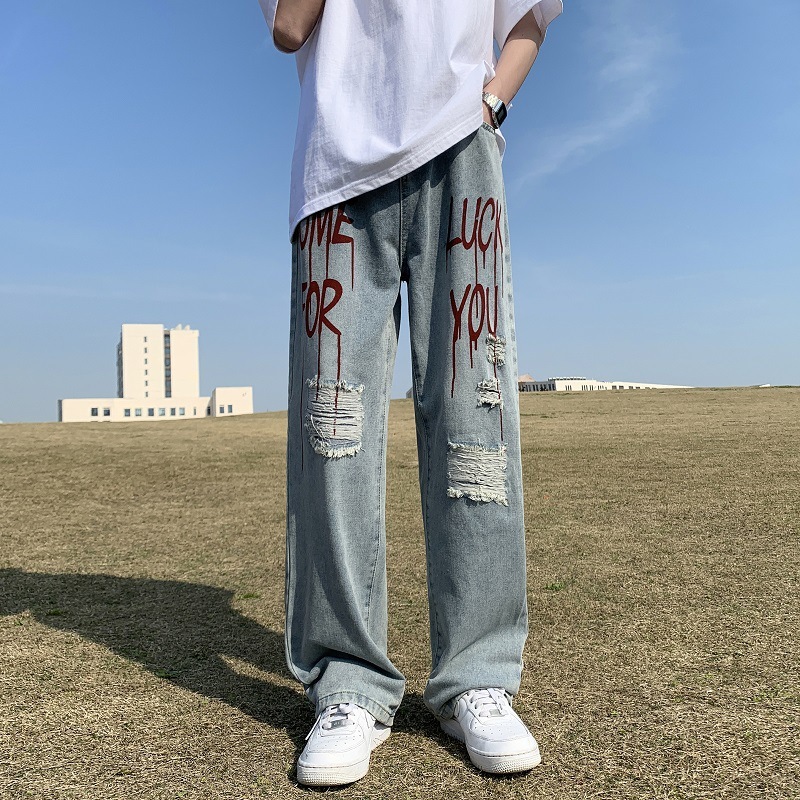 Loose-fitting Straight-leg Pants And Mens Short-sleeved Top - Image 3