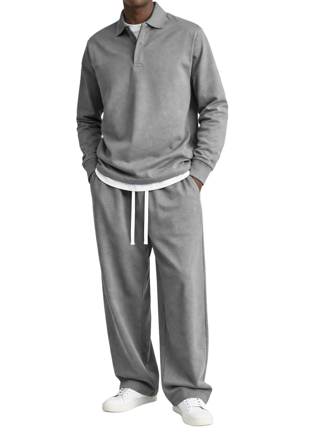 Fallwinter Long-sleeve Button-up Collar Shirt And Pants Set - Image 8